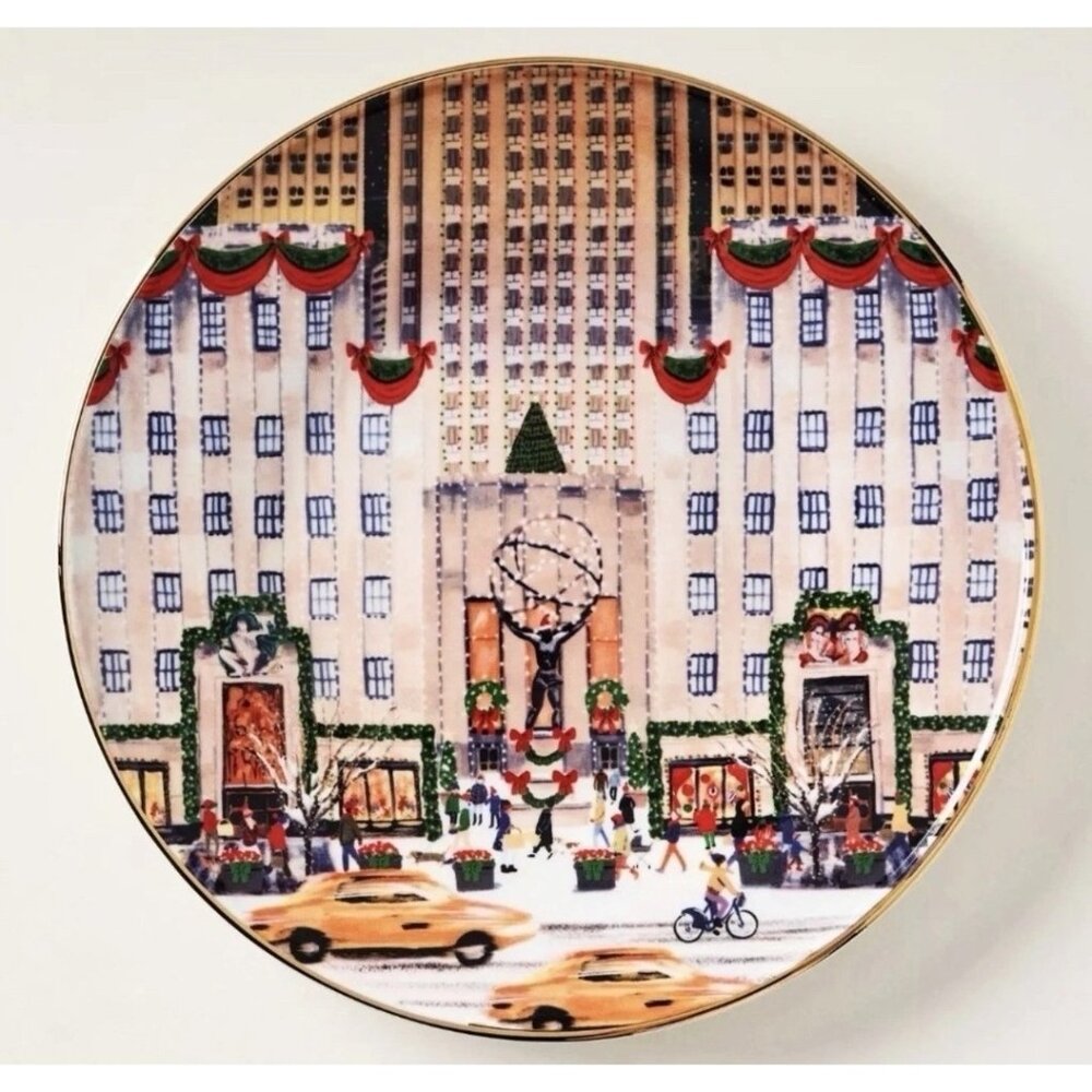Anthropologie Holiday In The City Stoneware New York NYC Dessert Plate 2025